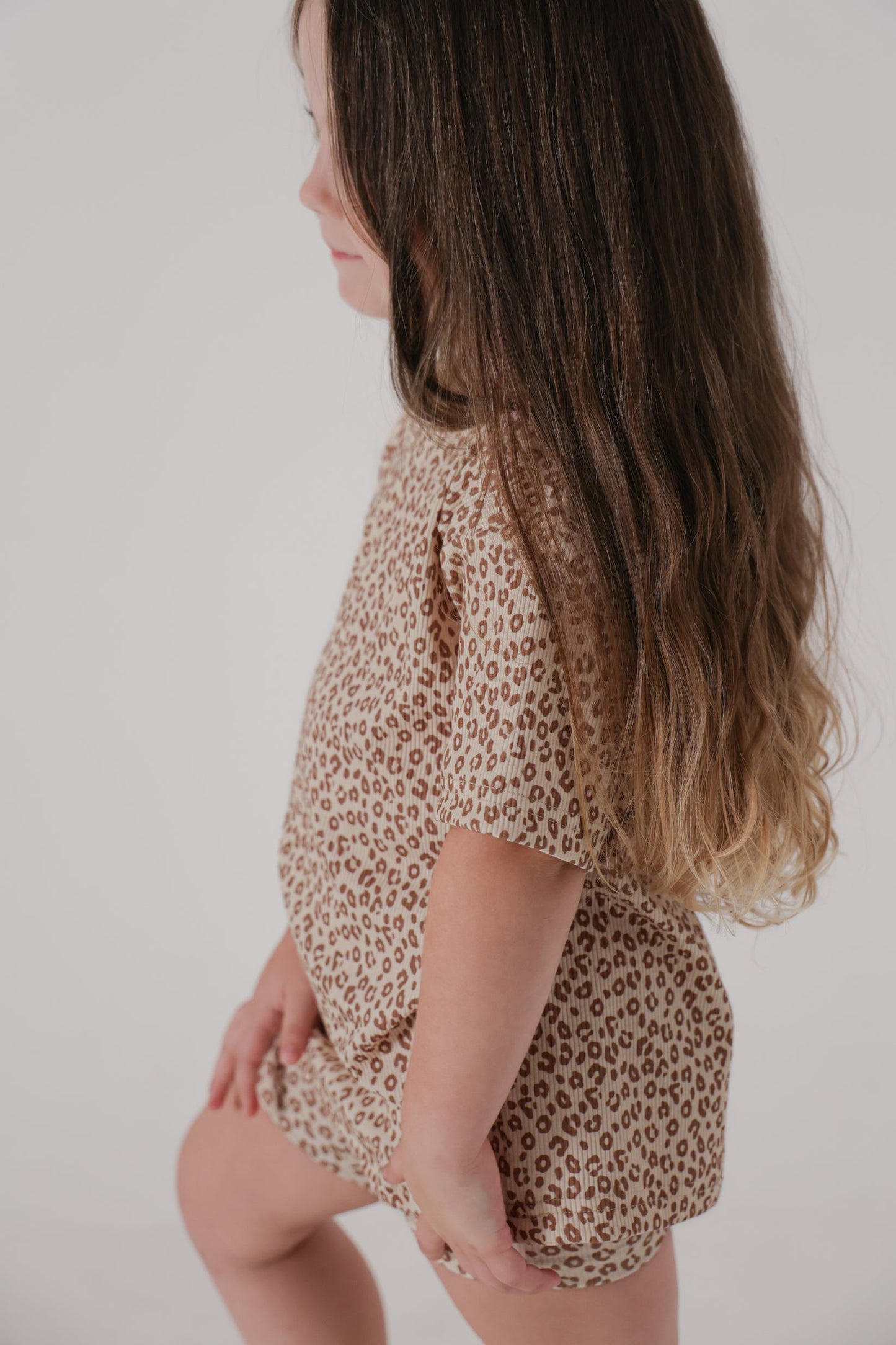 Leopard Ribbed Tshirt and Short Set