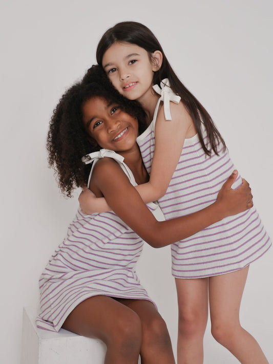 Lilac Striped Terry Dress