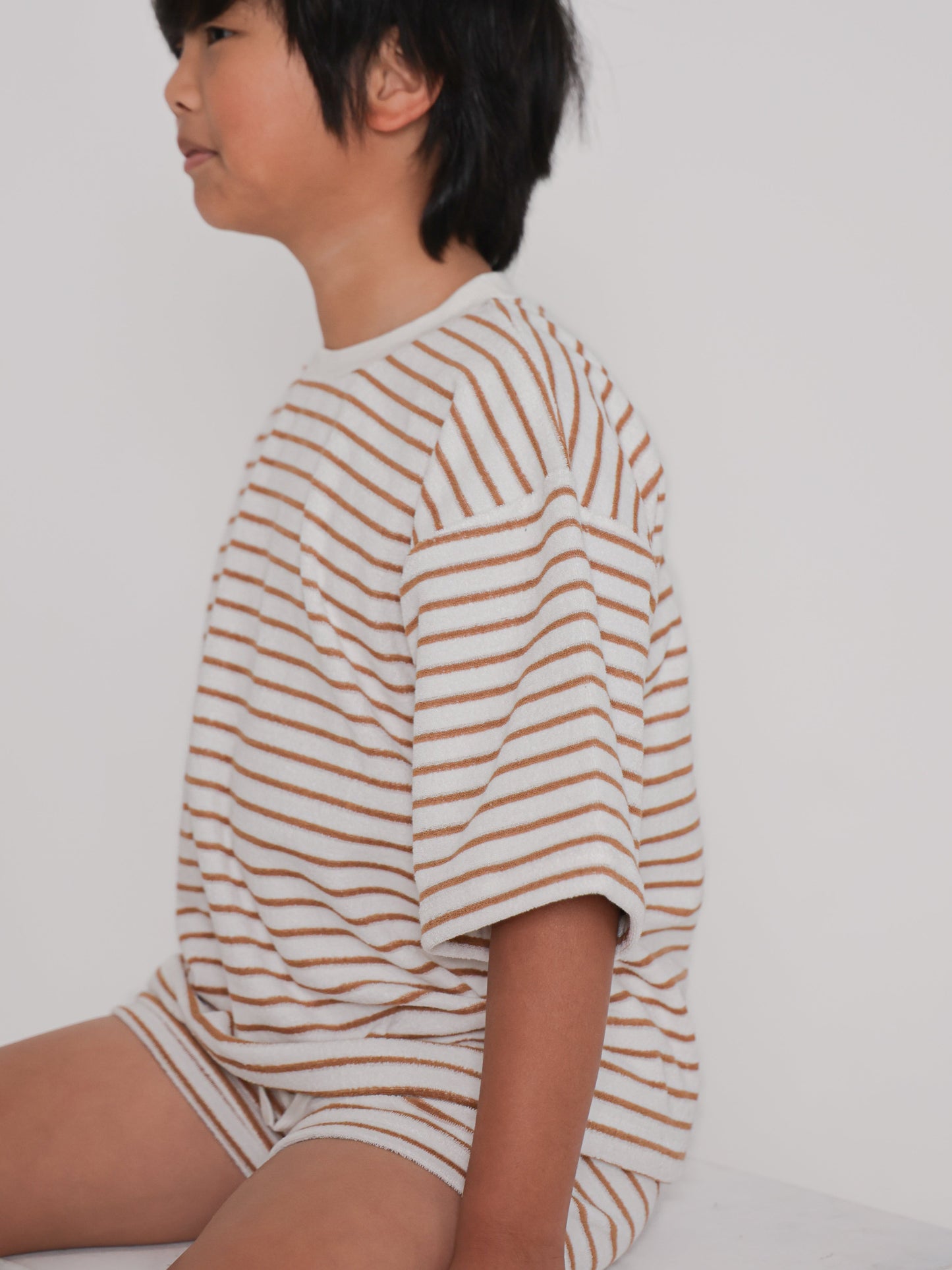 Cocoa Stripes Terry Tshirt and Short Set