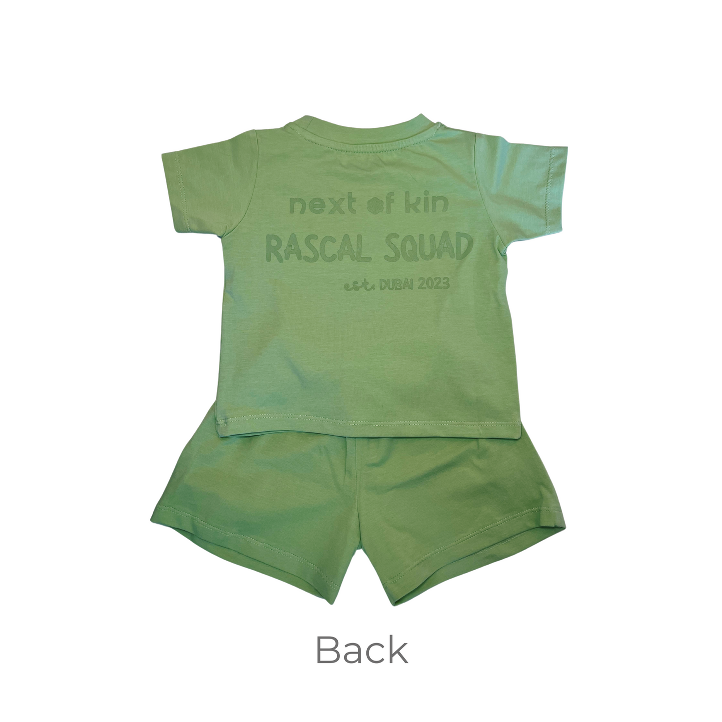 Next of Kin Dubai Toddler Rascal Squad Tshirt and Shorts Set Sage Green