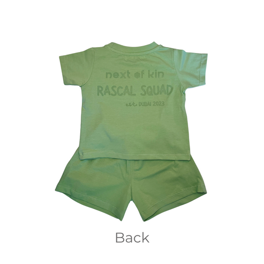 Next of Kin Dubai Toddler Rascal Squad Tshirt and Shorts Set Sage Green