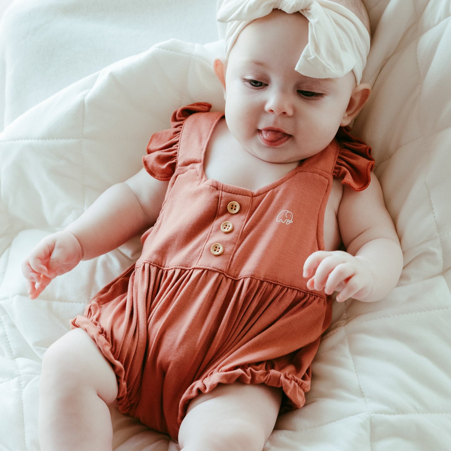 Organic Bamboo Ruffle Romper- Lilac