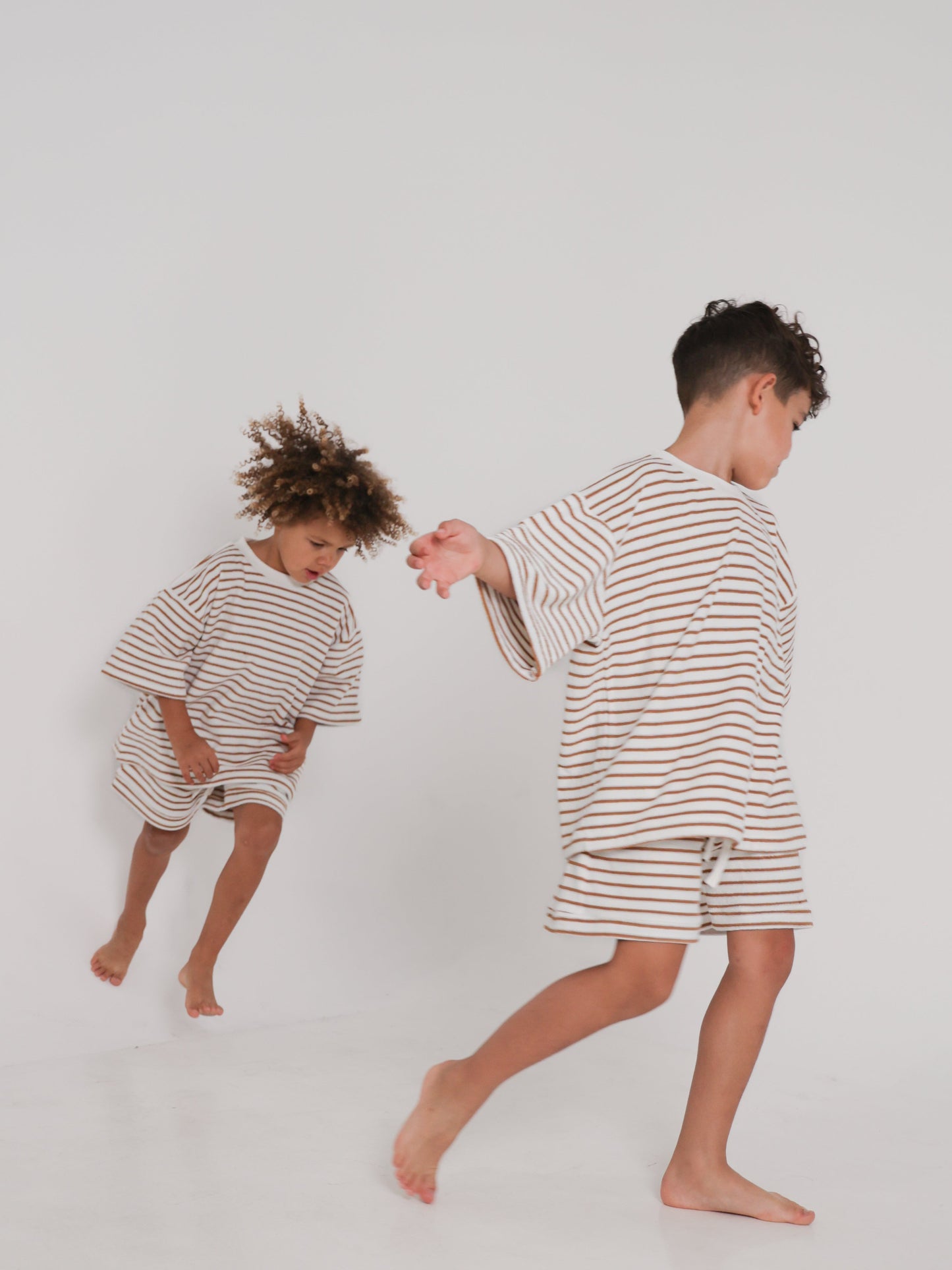 Cocoa Stripes Terry Tshirt and Short Set