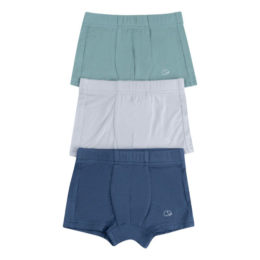 Organic Boys Bamboo Boxer Brief Underwear Set Green/Grey/Navy