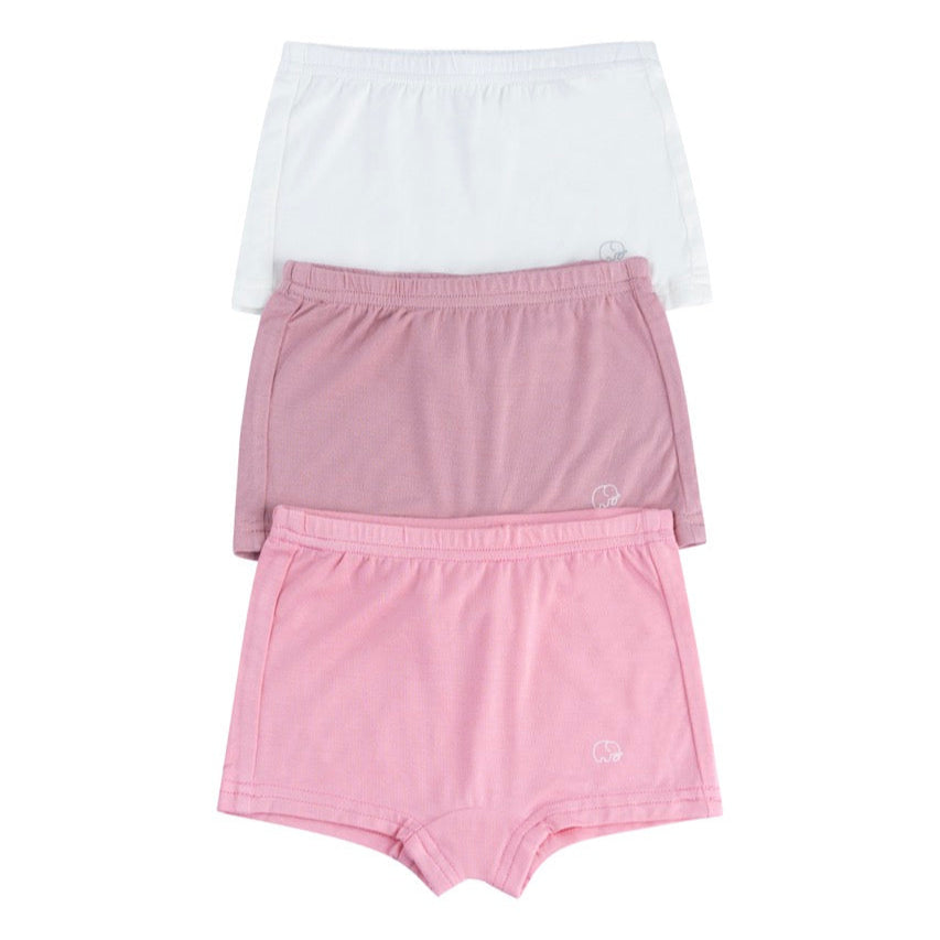 Organic Girls Bamboo Boxer Brief Underwear Set Lilac/Pink/White