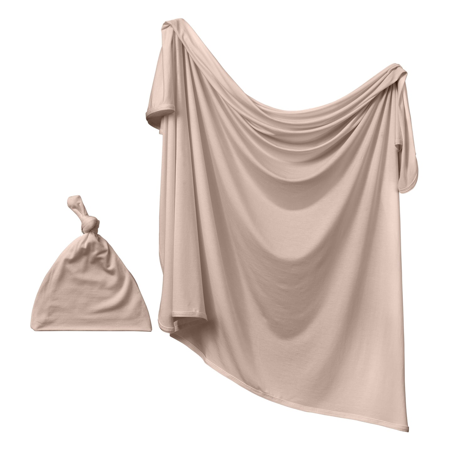 Bamboo Spandex Swaddle & Hat Set - Mocha