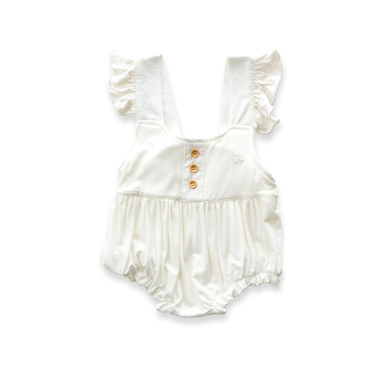 Organic Bamboo Ruffle Romper White