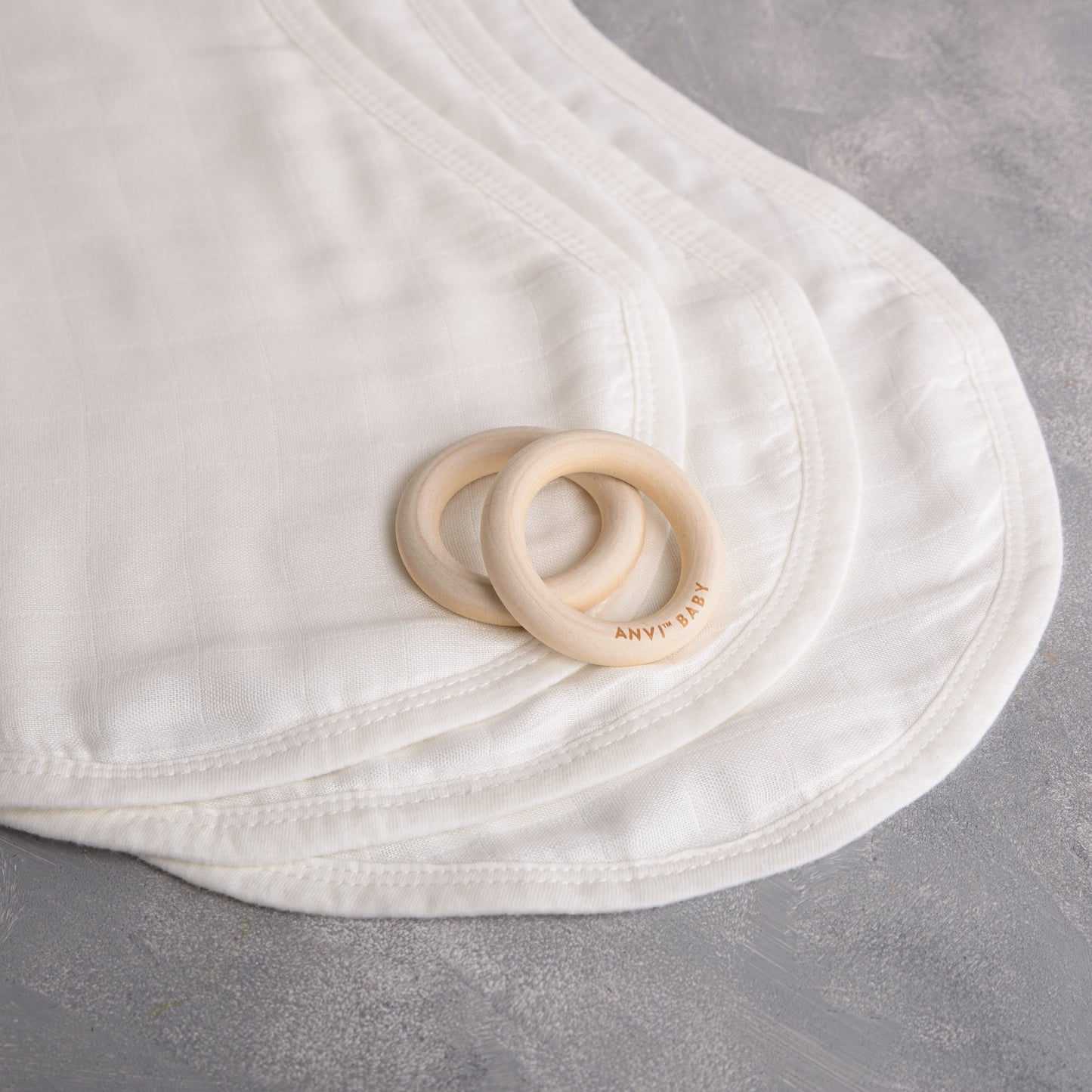 Set of 3 Organic Bamboo Burp & Bib Cloths in White