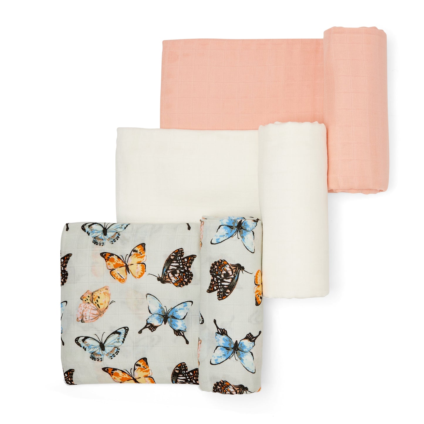Set of 3 Organic Bamboo Swaddles in Butterfly Dreams