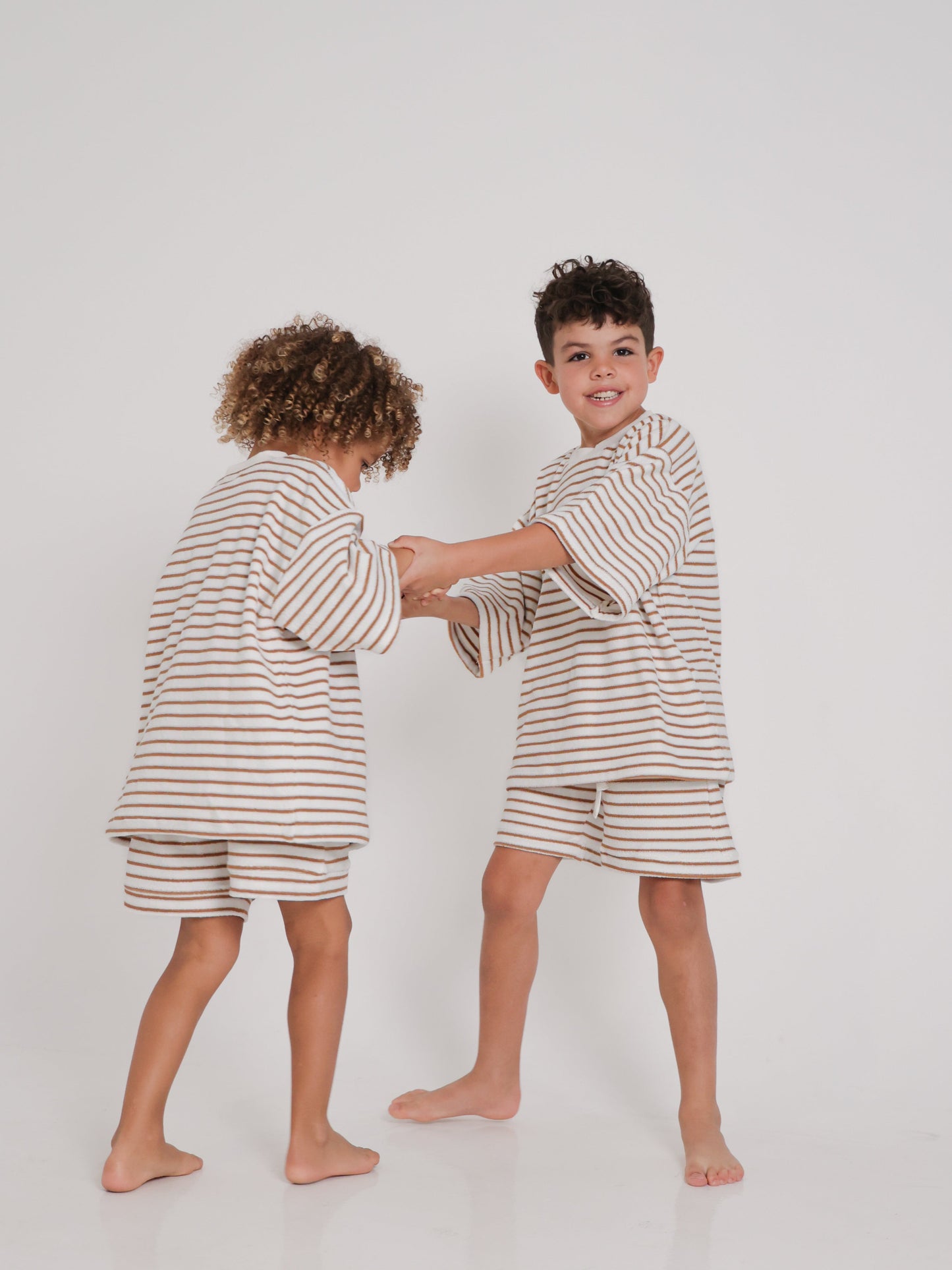 Cocoa Stripes Terry Tshirt and Short Set