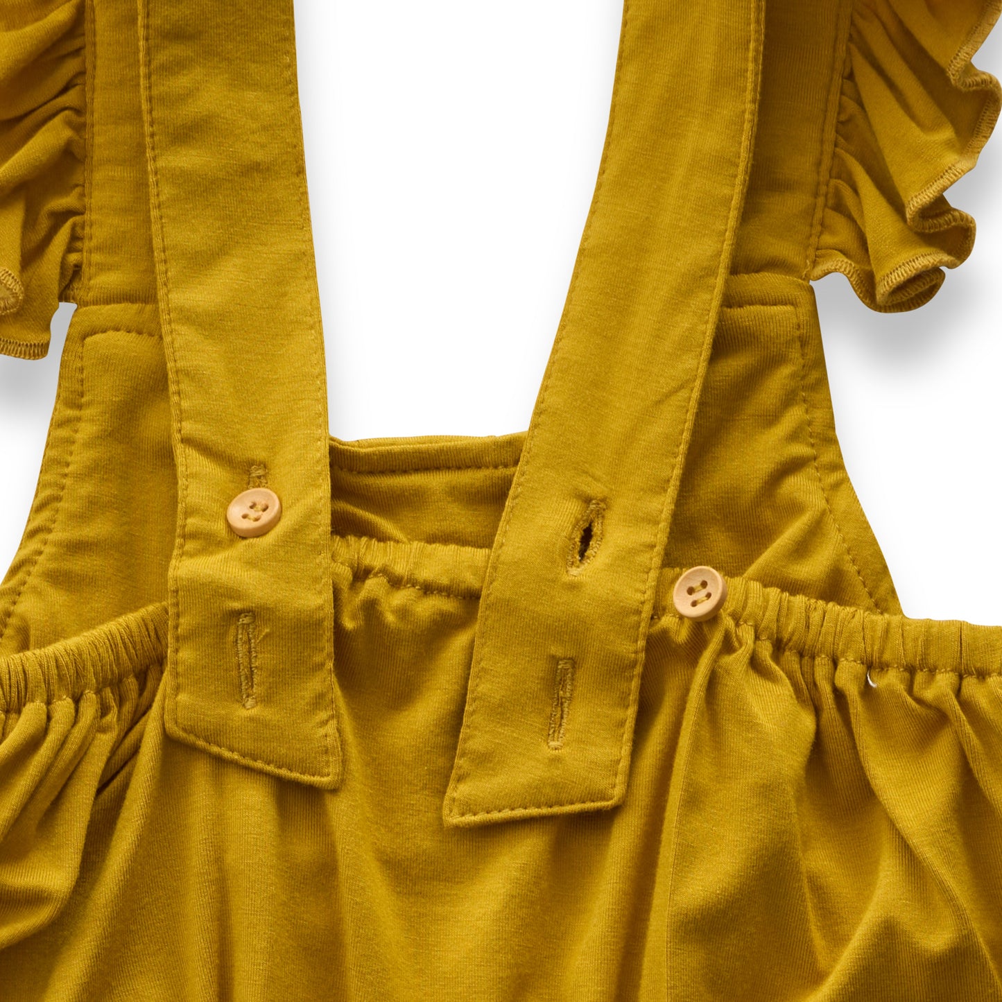Organic Bamboo Ruffle Romper Mustard