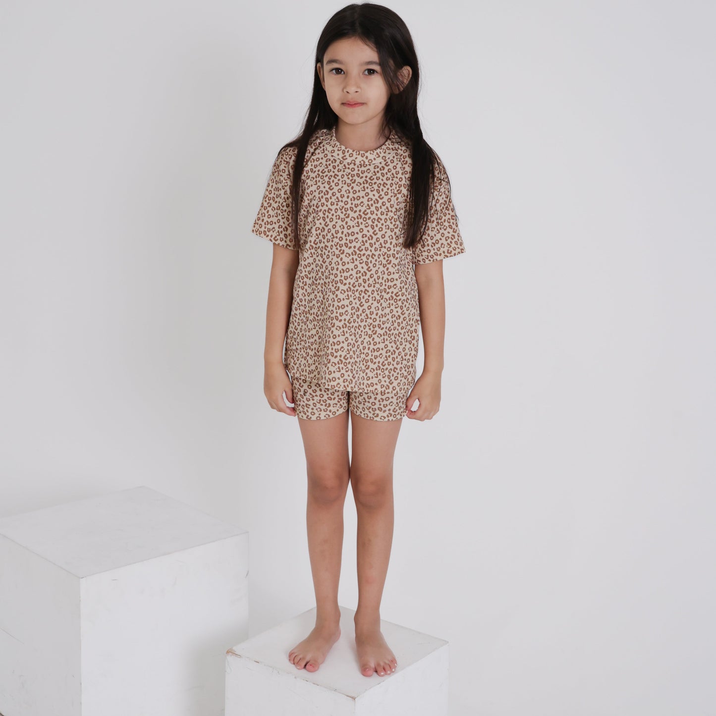Leopard Ribbed Tshirt and Short Set