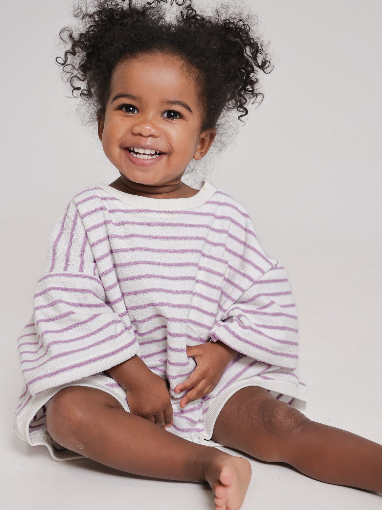 Lilac Stripe Terry Romper