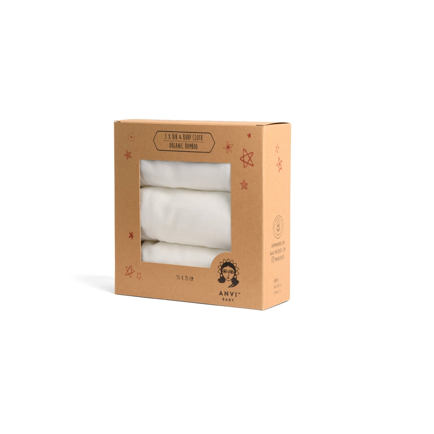 Set of 3 Organic Bamboo Burp & Bib Cloths in White