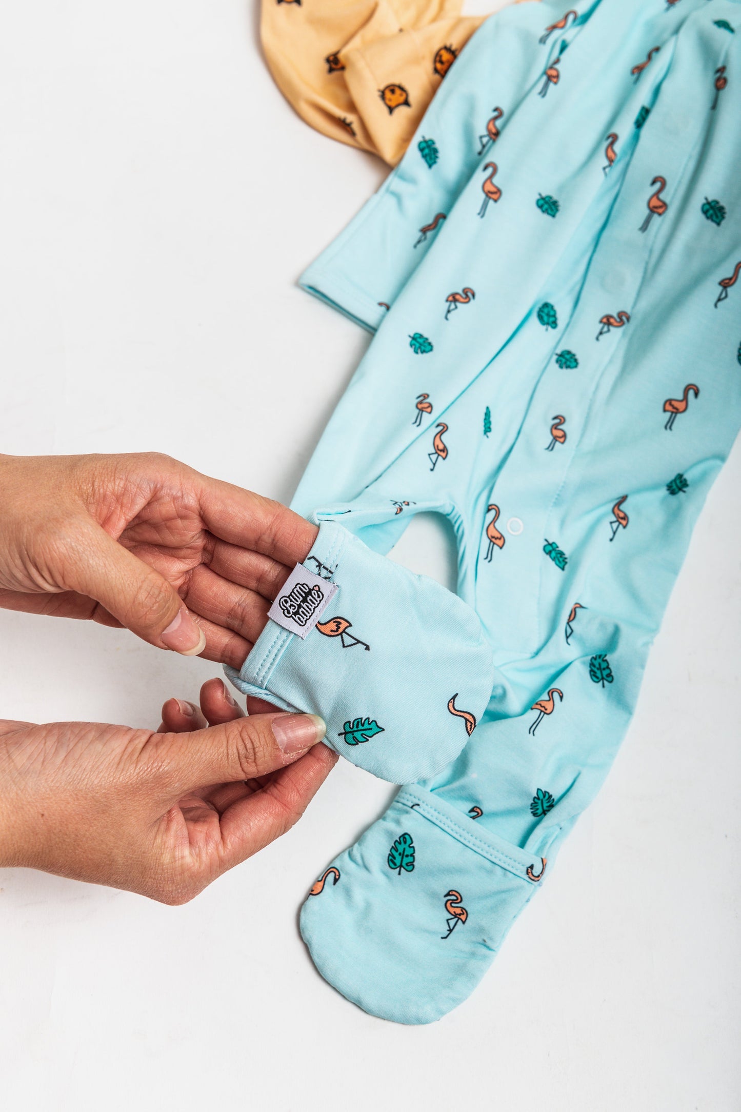 Fluffy Flamingoes Magnetic Clasp Onesie