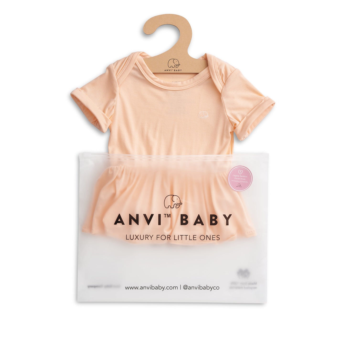 Organic Bamboo Spandex Onesie Dress Peach