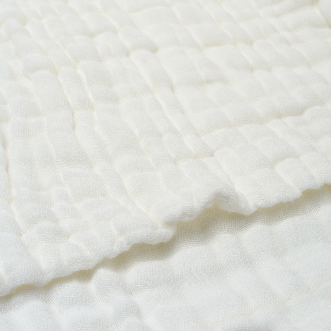 Set of 2 Muslin Bath Towels (Yellow & White)