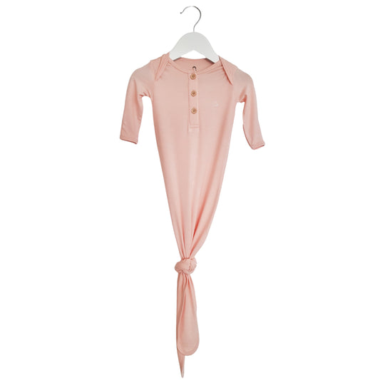 Organic Bamboo Knotted Gown & Beanie Set in Peach