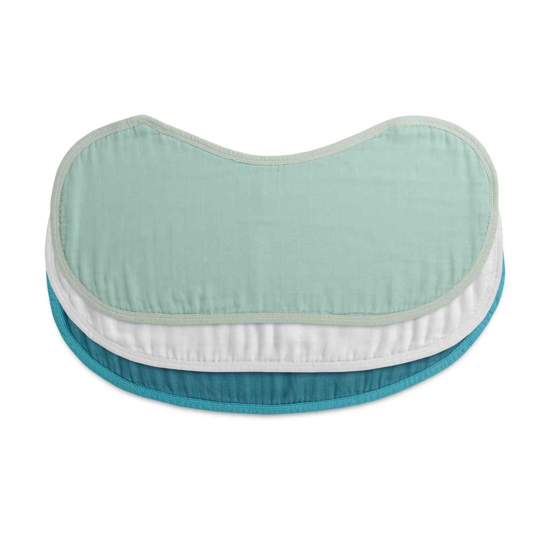 Set of 3 Organic Bamboo Burp & Bib Cloths in Cirrus