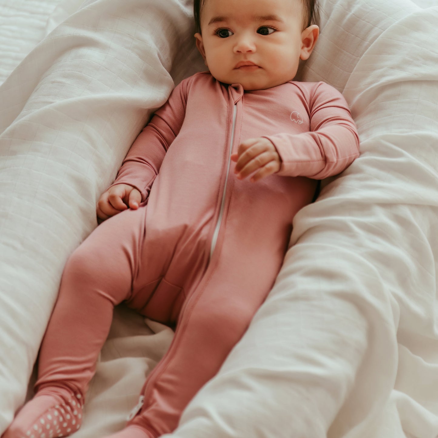 Organic Zipper Romper - Lilac