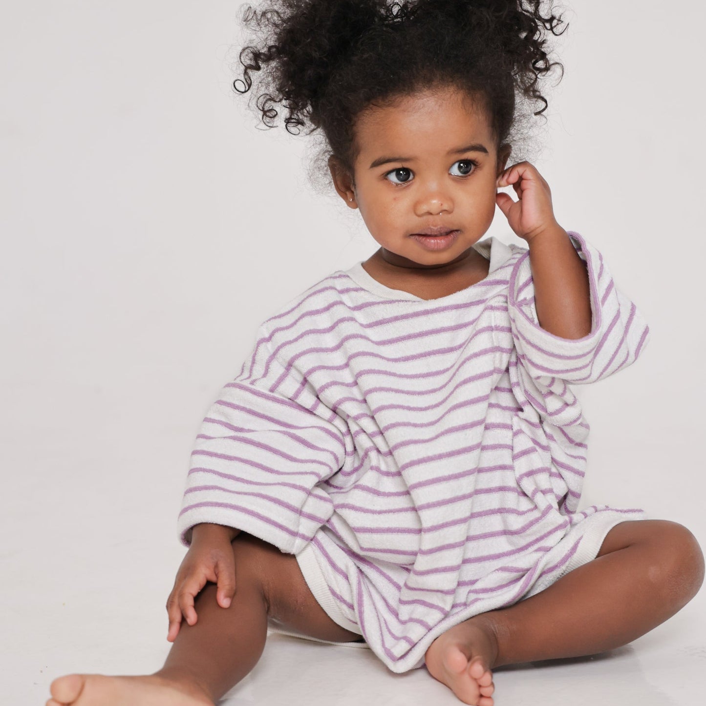 Lilac Stripe Terry Romper