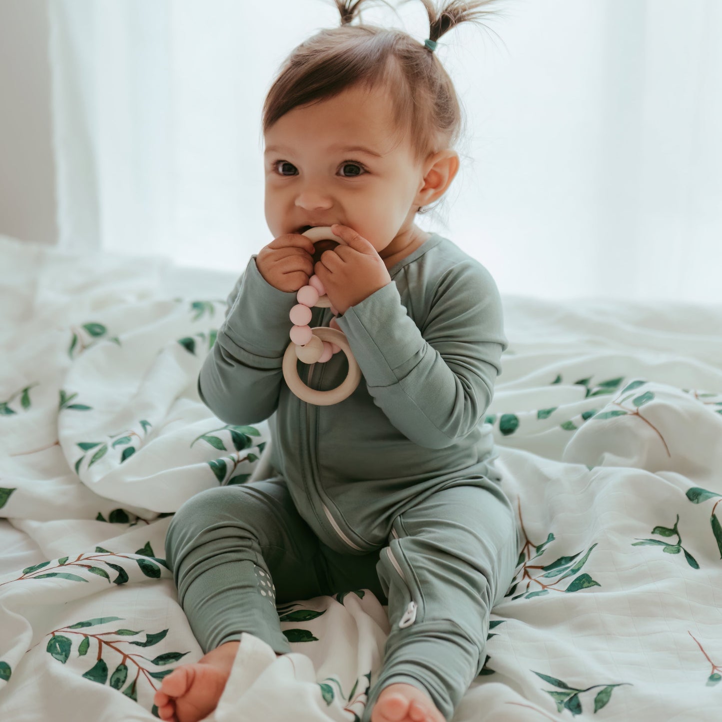 Organic Zipper Romper - Soft Sage