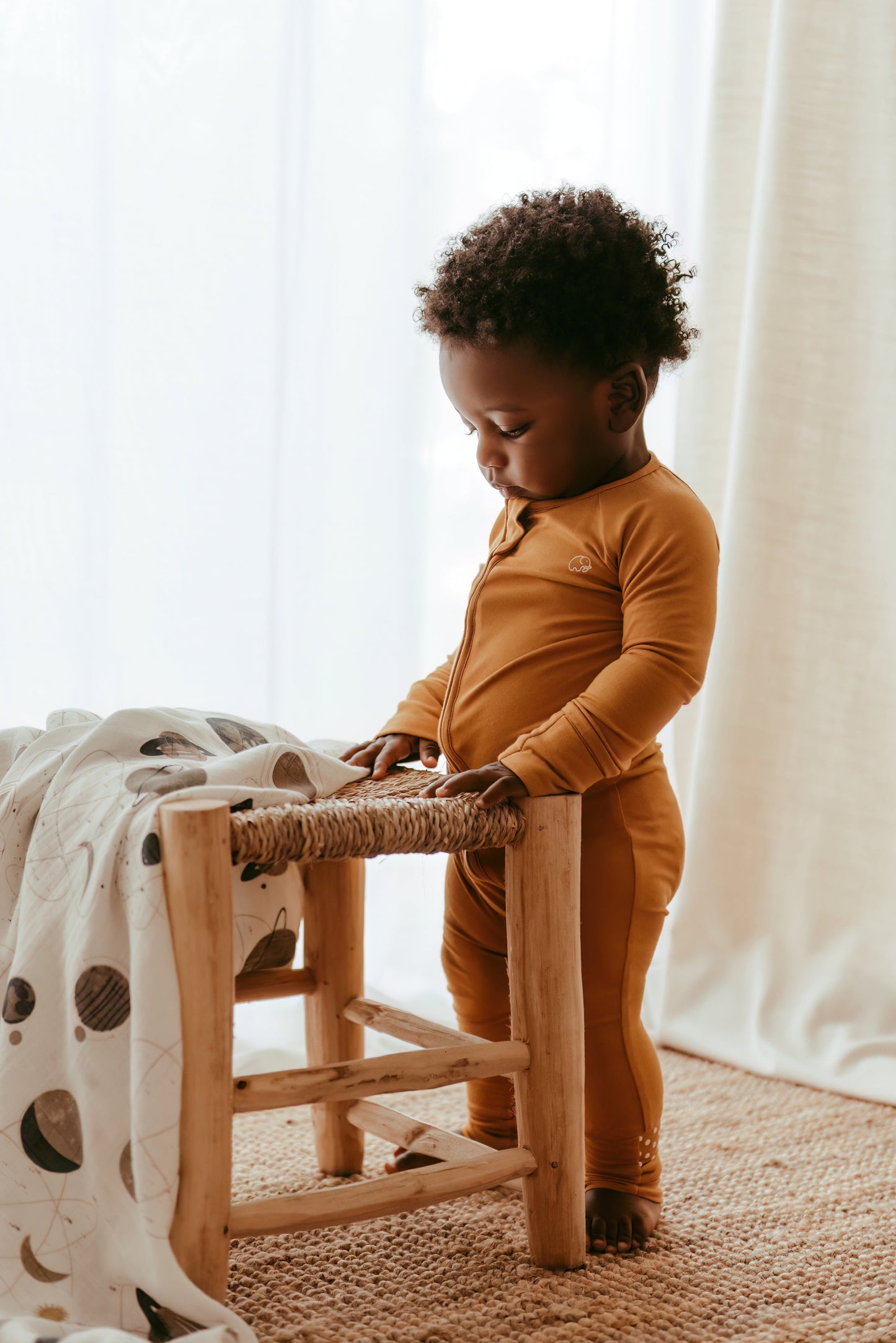 Organic Zipper Romper - Mustard