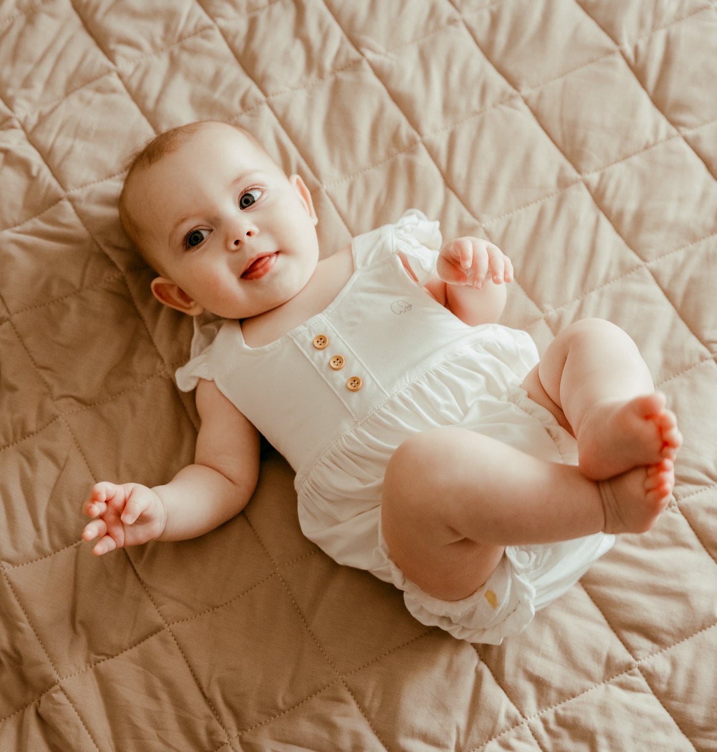 Organic Bamboo Ruffle Romper White