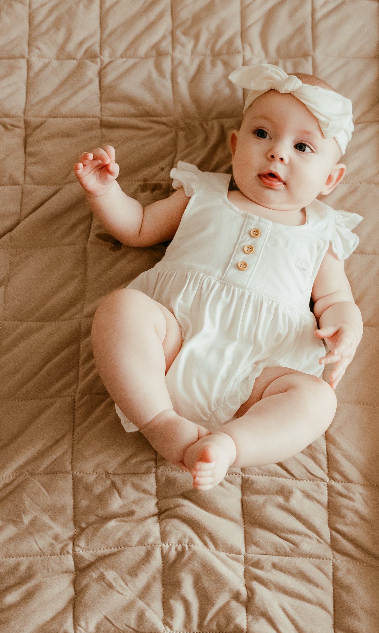 Organic Bamboo Ruffle Romper White