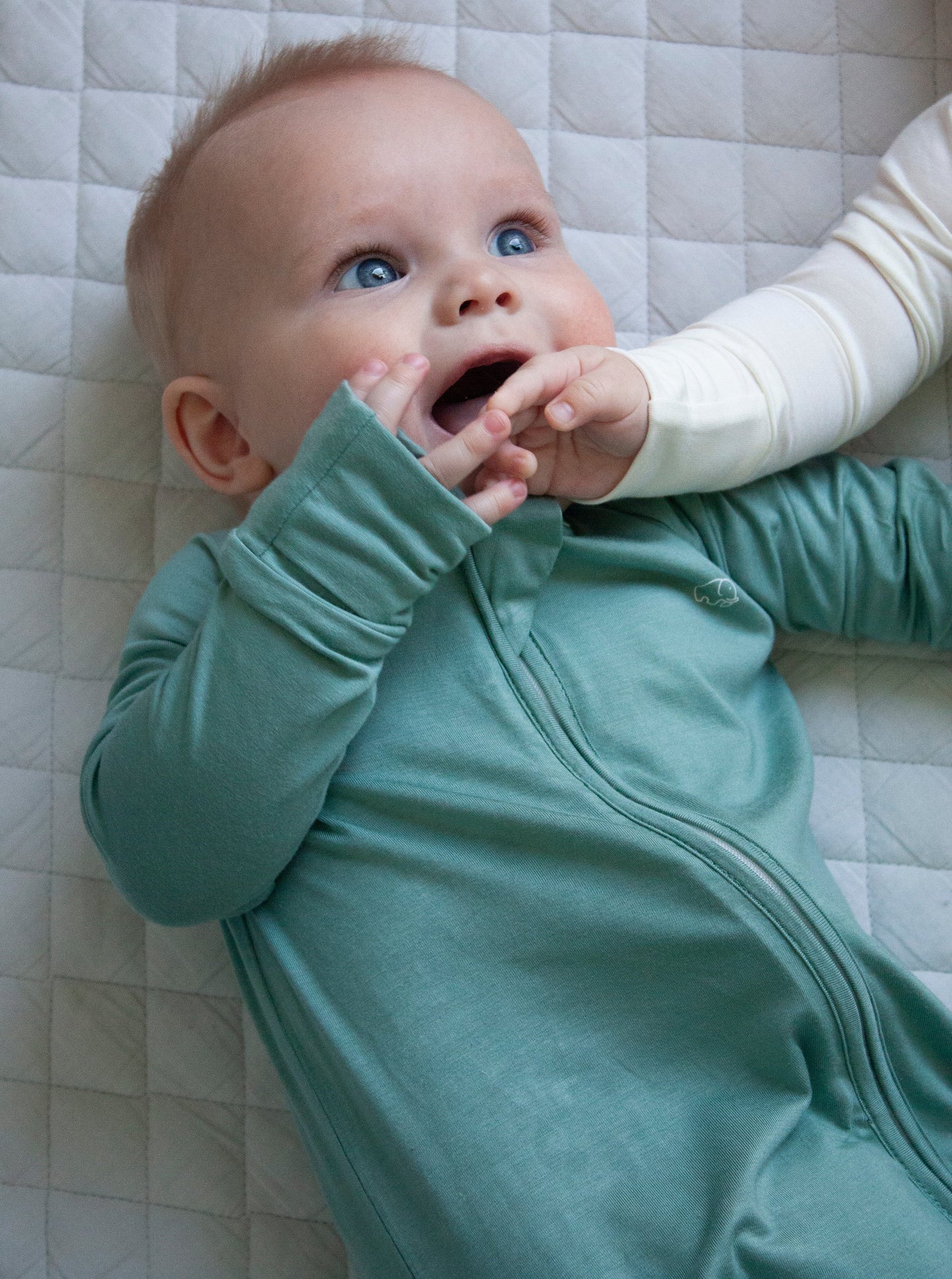 Organic Zipper Romper - Soft Sage