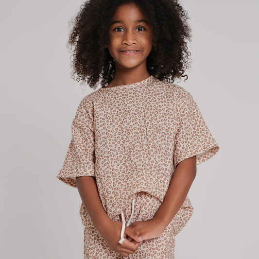 Leopard Muslin Top and Short Set