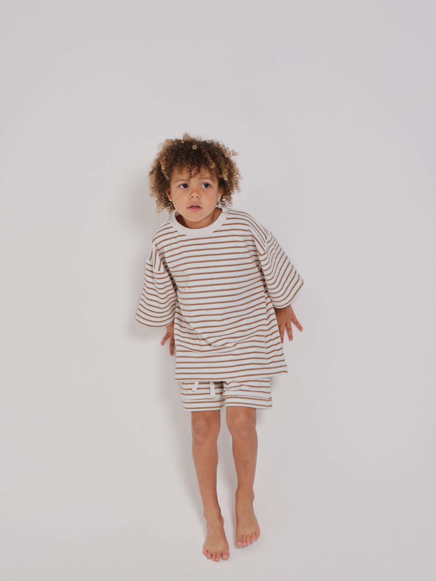 Cocoa Stripes Terry Tshirt and Short Set