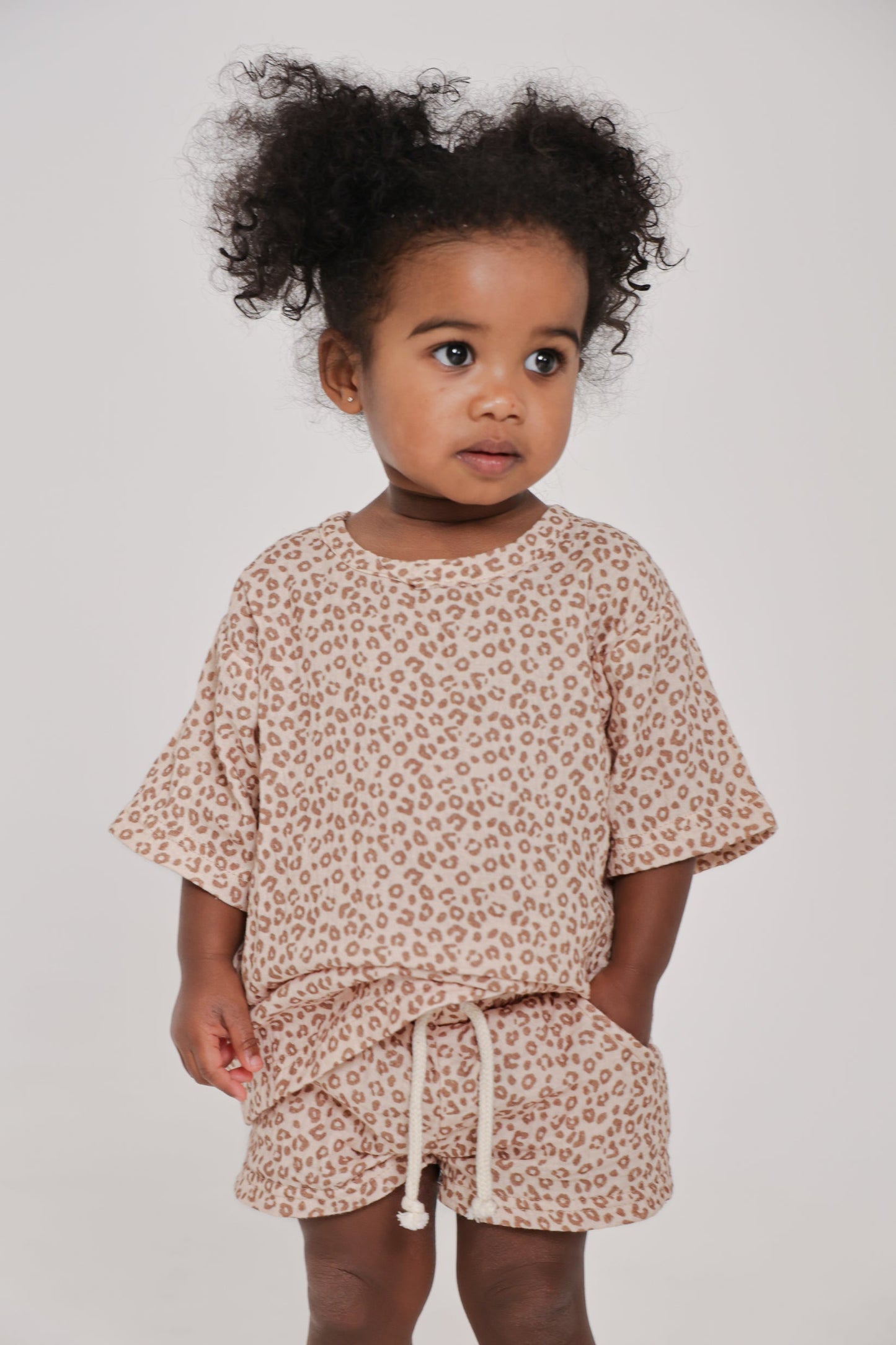 Leopard Muslin Top and Short Set
