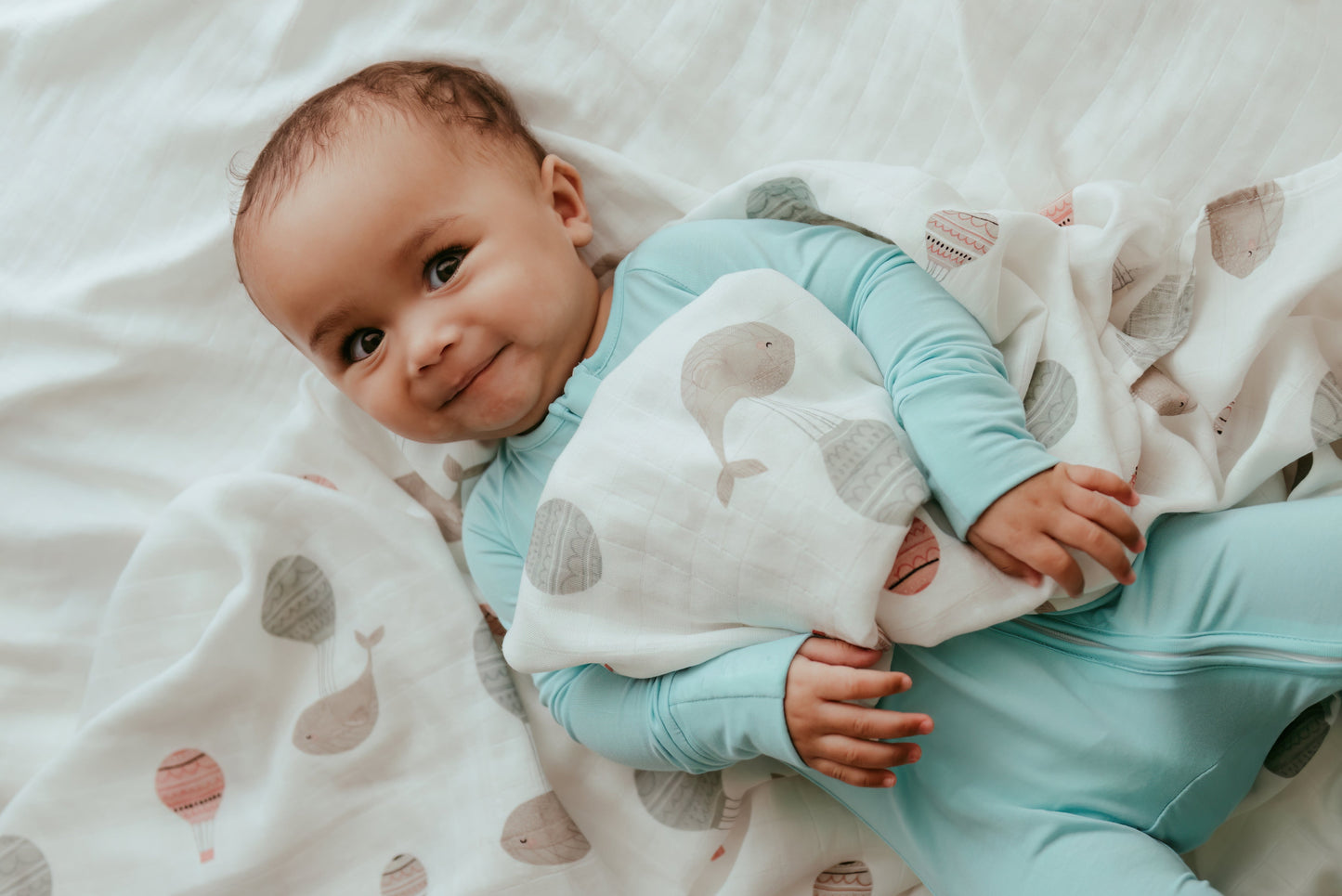 Organic Zipper Romper - Glacier Blue