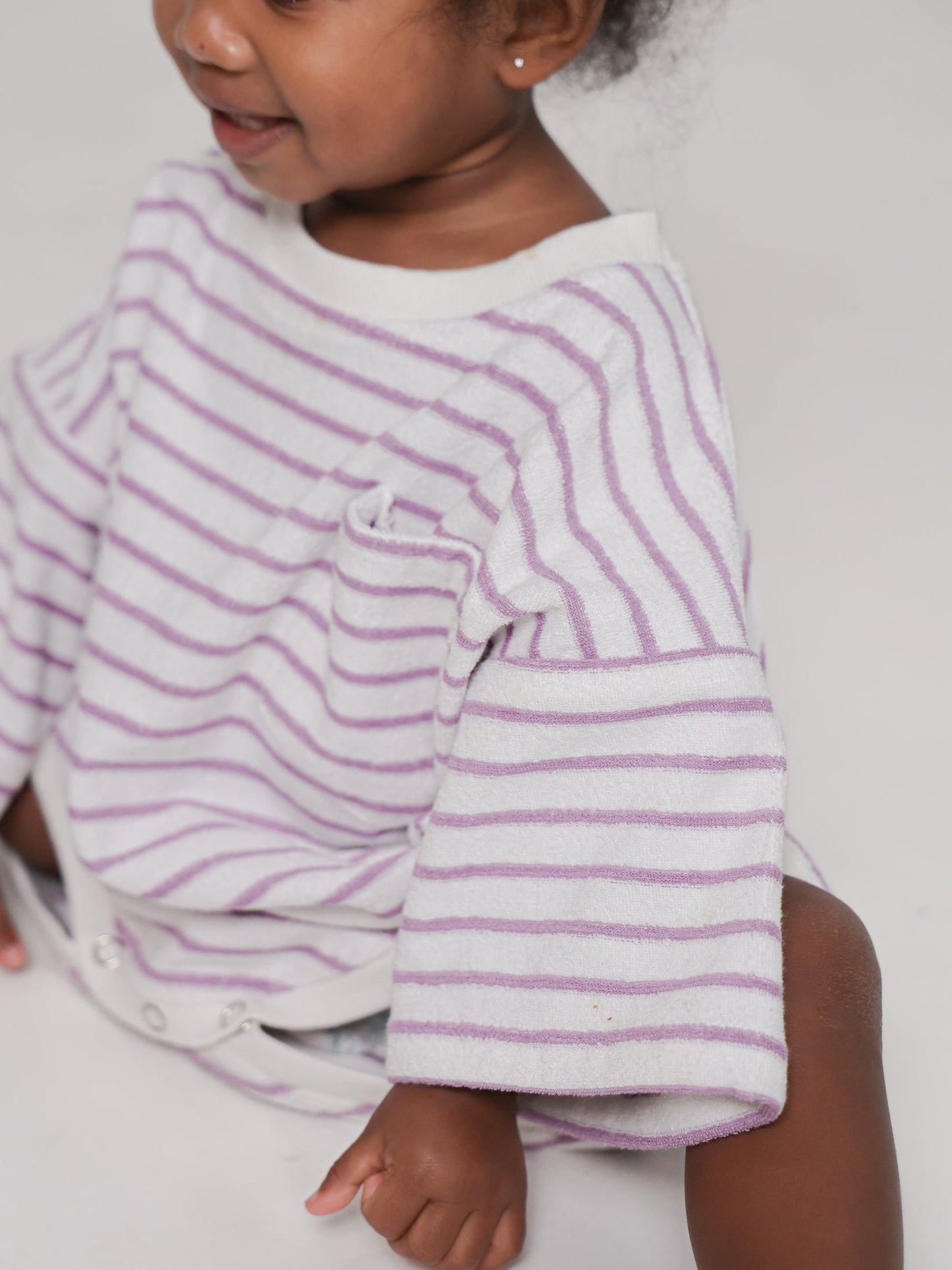 Lilac Stripe Terry Romper