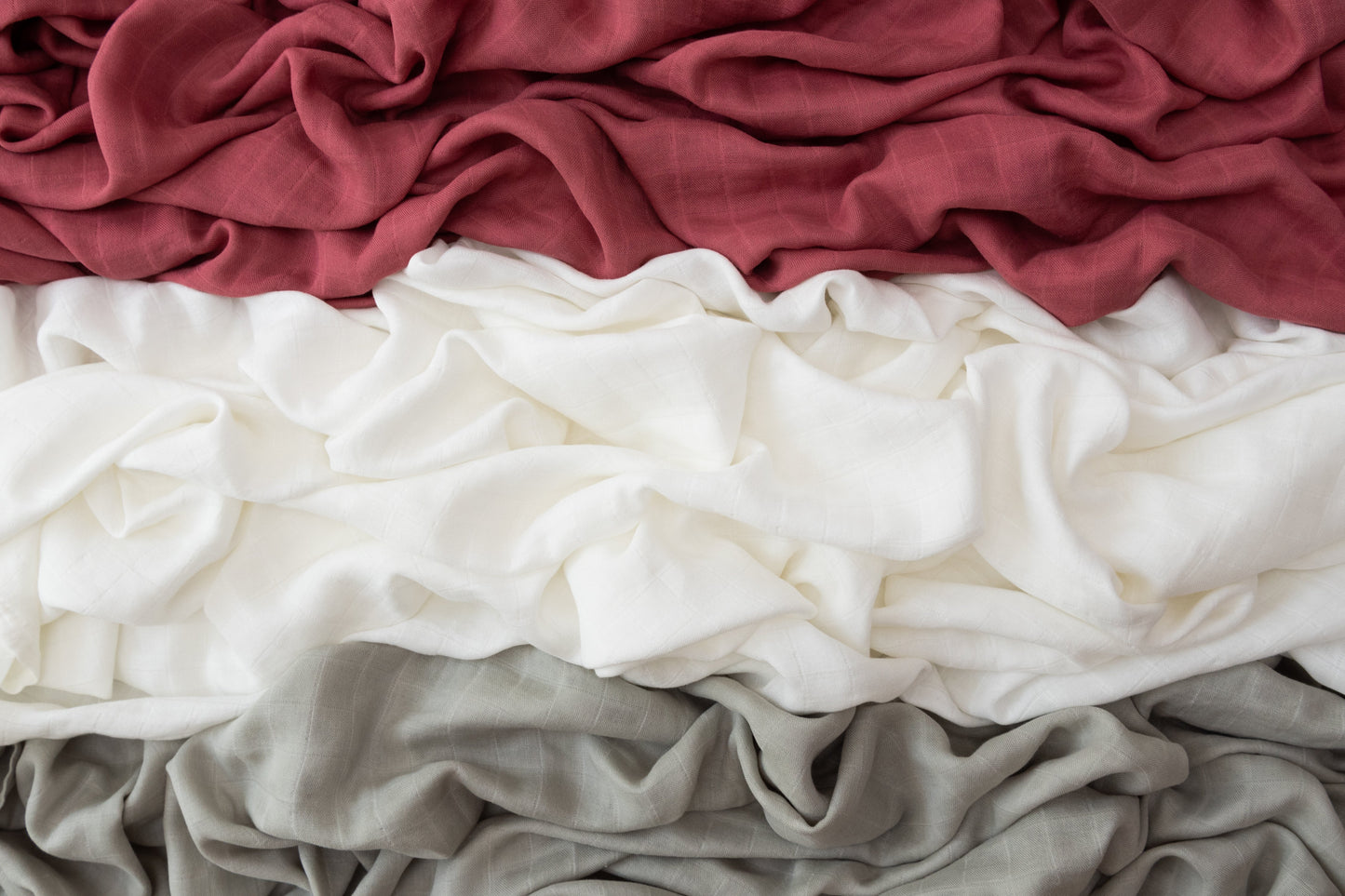 Set of 3 Organic Bamboo Swaddle Maroon Moon