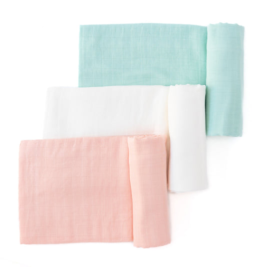Set of 3 Organic Bamboo Swaddle Pastel Perfection