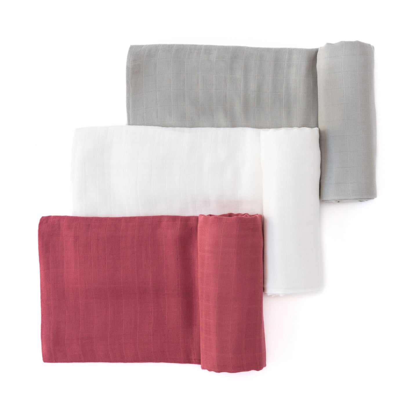 Set of 3 Organic Bamboo Swaddle Maroon Moon