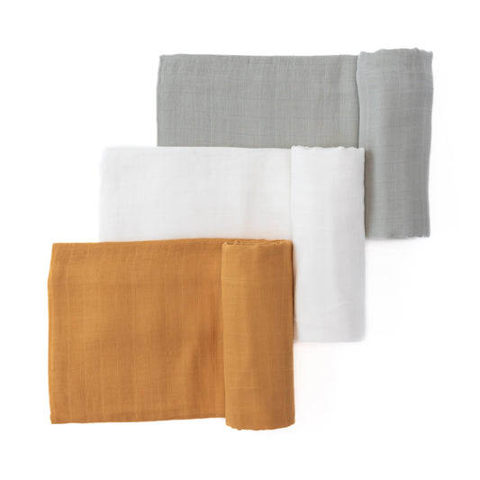 Set of 3 Organic Bamboo Swaddle Daybreak