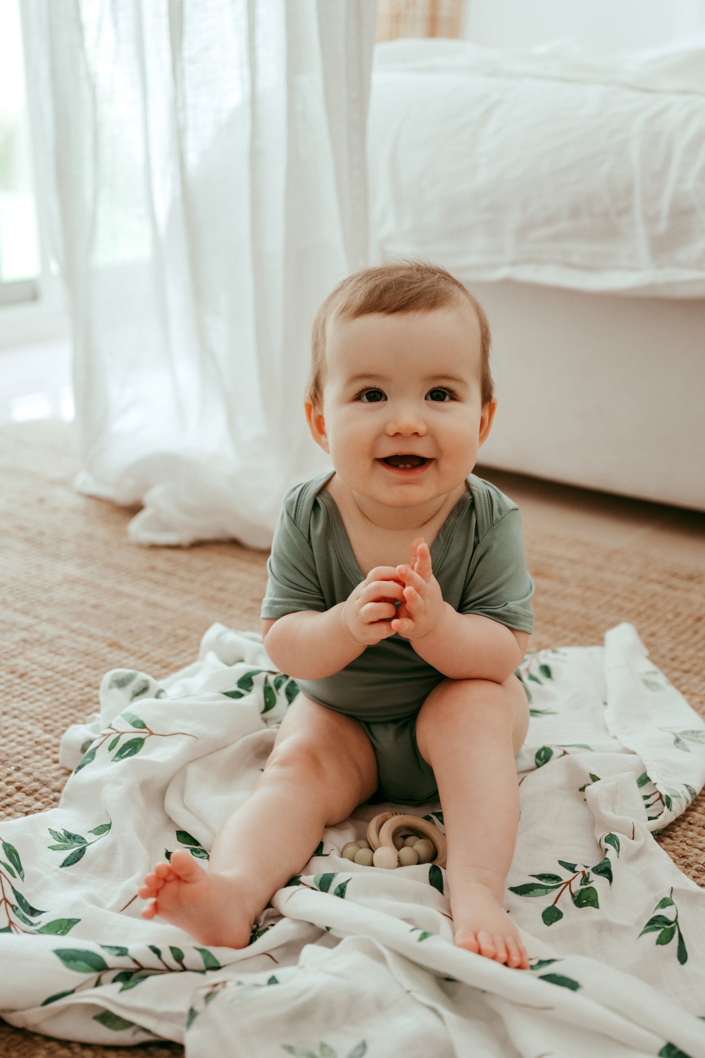 Organic Bamboo Spandex Bodysuit - Sage Green