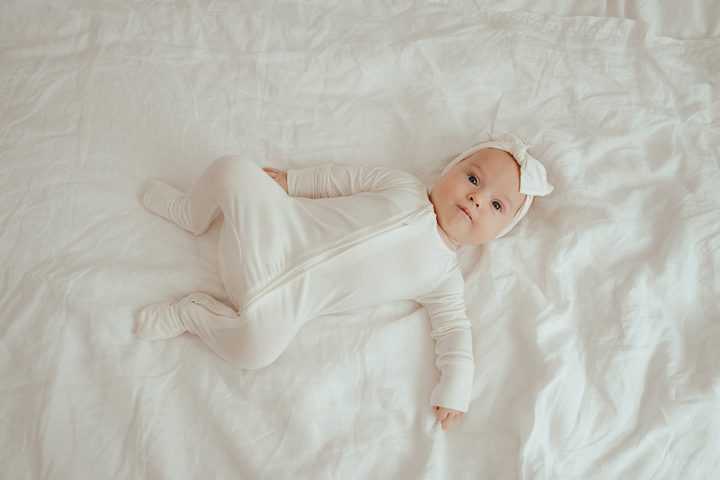 Set of 3 Bamboo Spandex Zipper Sleepsuits - Light Mint/Lemon/ White