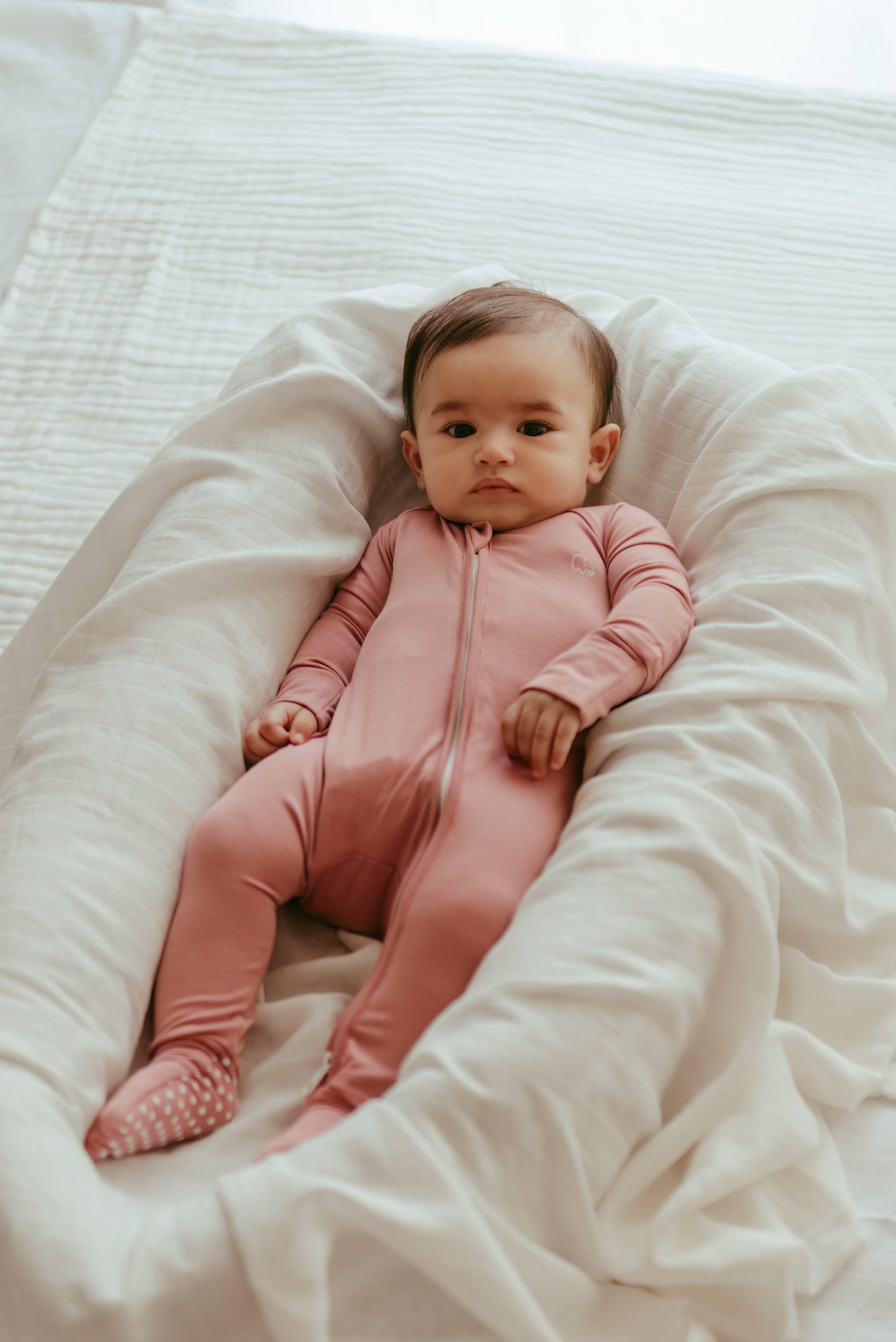 Set of 3 Bamboo Spandex Zipper Sleepsuits - White/Sky/Lilac