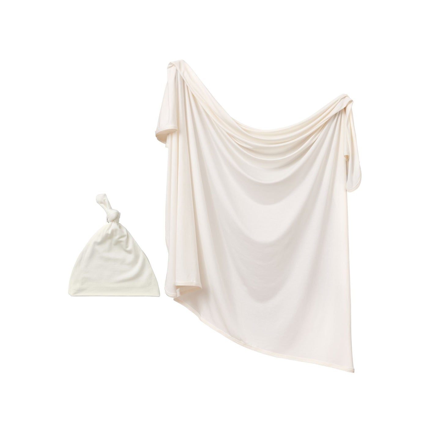 Bamboo Spandex Swaddle & Hat Set - White