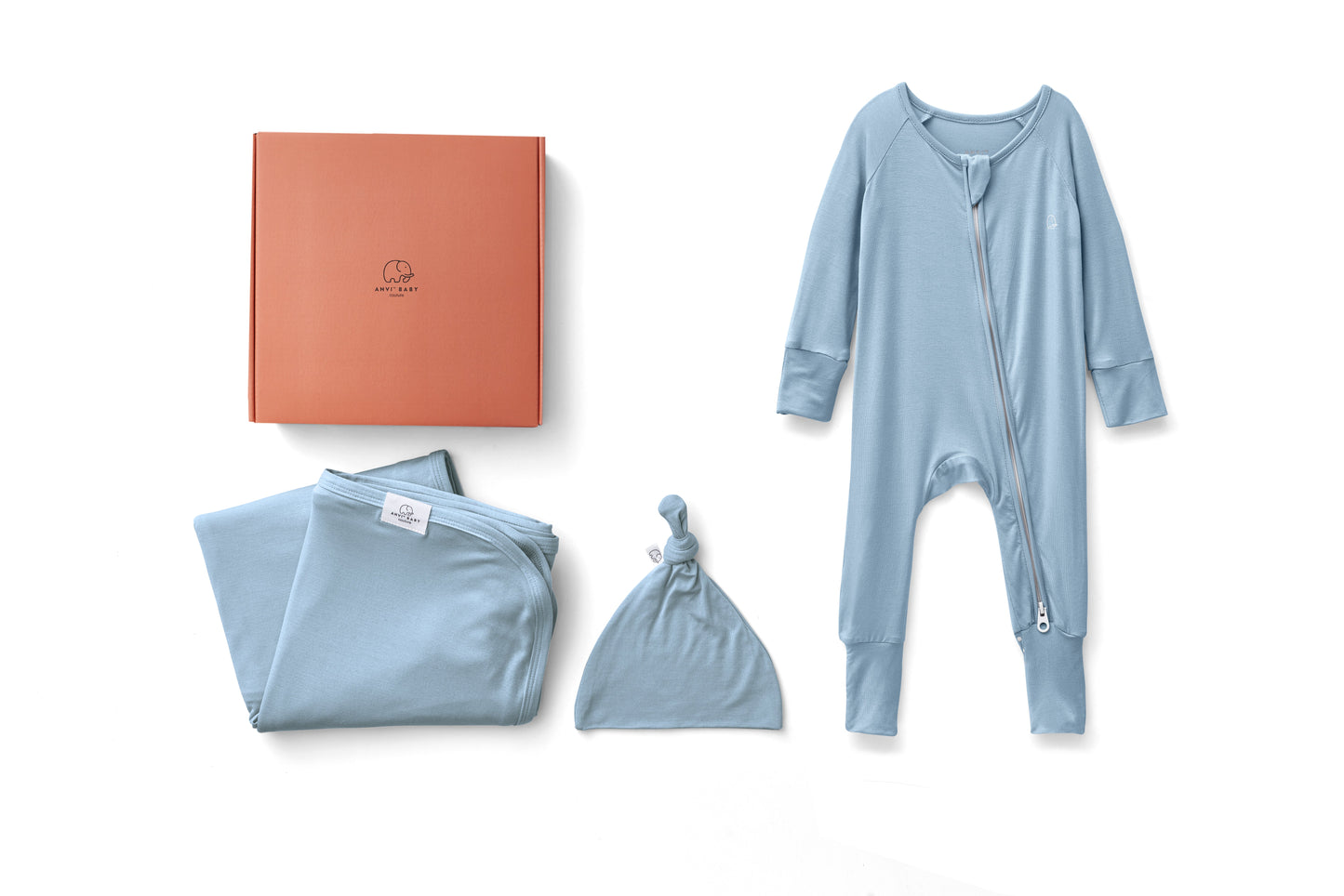 Bamboo Swaddle & Sleepsuit Newborn Gift Set- Celestial Blue