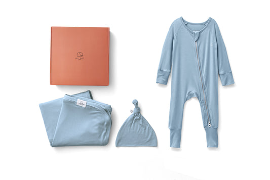 Bamboo Swaddle & Sleepsuit Newborn Gift Set- Celestial Blue