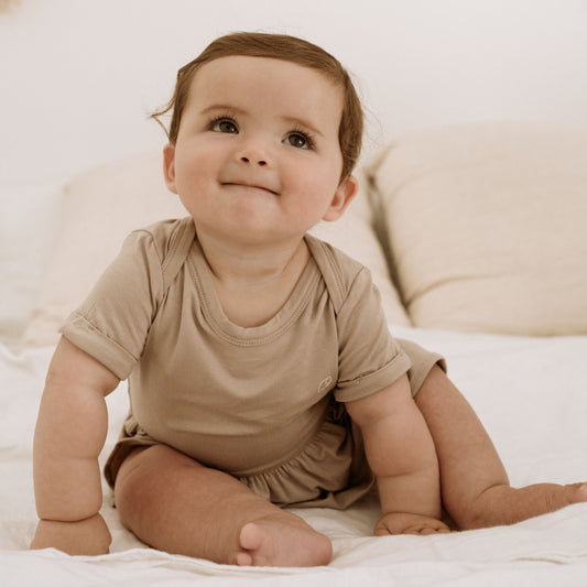 Organic Bamboo Spandex Onesie Dress Mocha