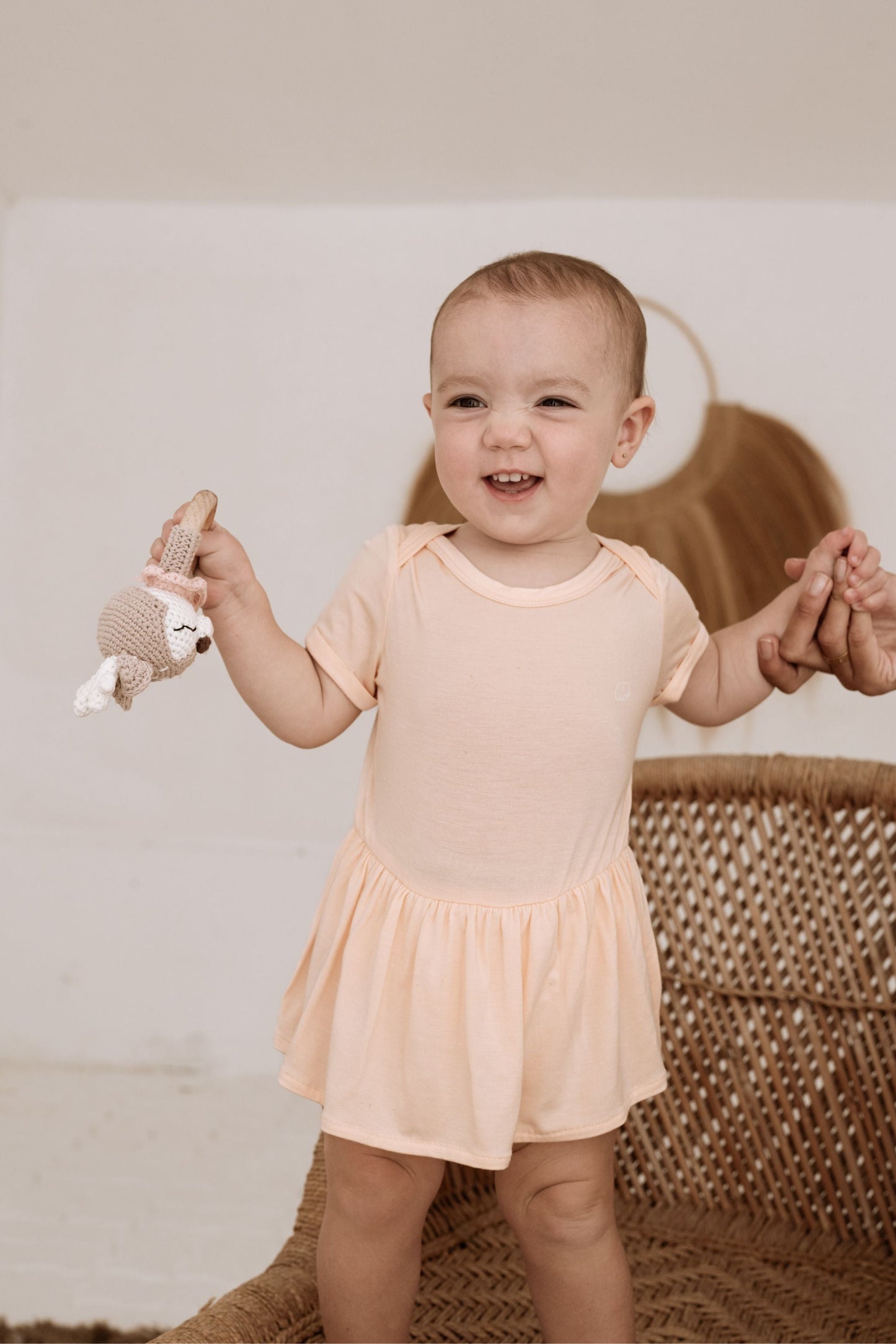 Organic Bamboo Spandex Onesie Dress Peach