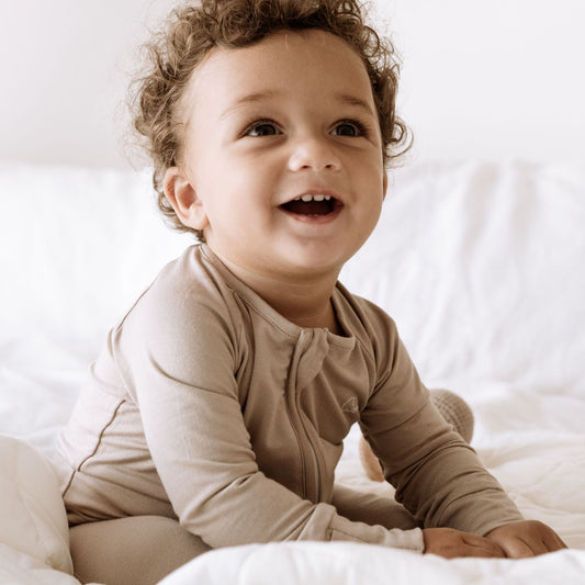 Organic Zipper Romper - Mocha