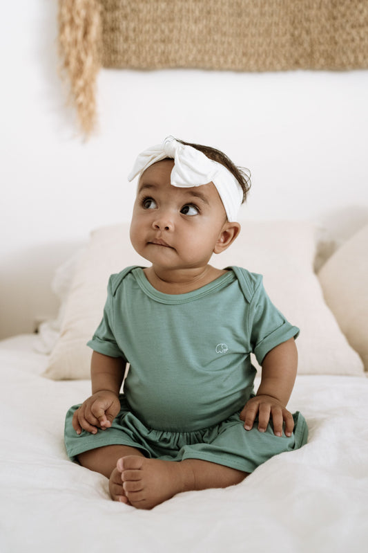 Organic Bamboo Spandex Onesie Dress Sage Green