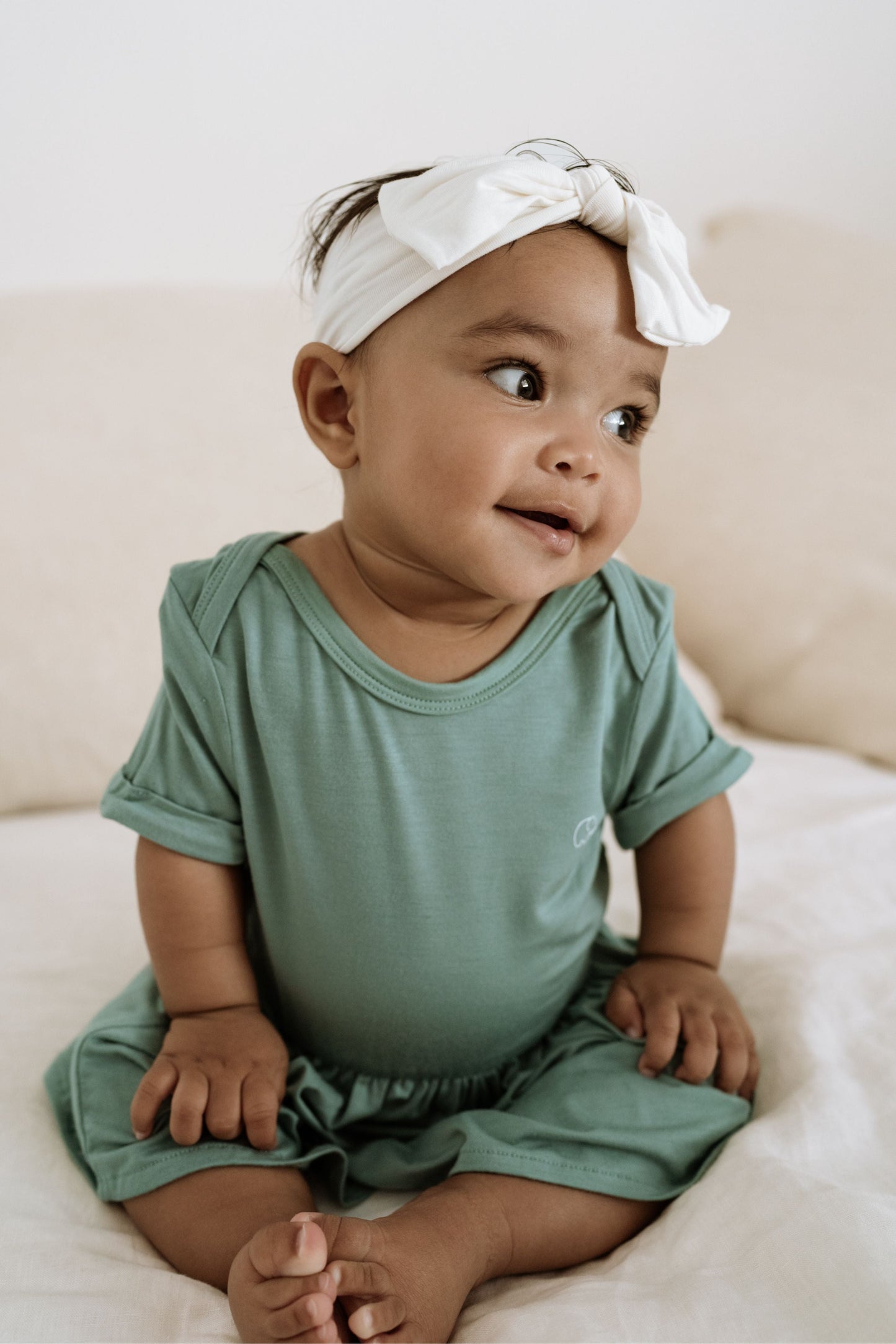 Organic Bamboo Spandex Onesie Dress Sage Green